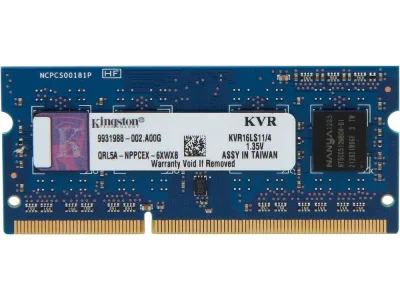 Kingston Technology KTD-L3CS/4G 4GB DDR3-1600MHz PC3-12800 non-ECC Unbuffered CL11 204-Pin SoDimm 1.35V Low Voltage Single Rank Memory Module