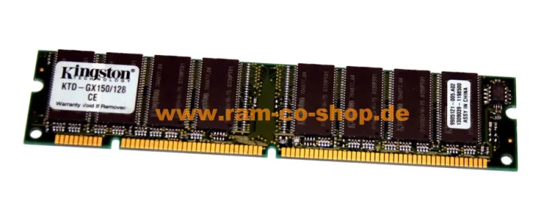 Kingston Technology KTD-OPGX1/128-G 128MB 100MHz PC100 ECC Unbuffered CL2 168-Pin DIMM 3.3V Memory Module