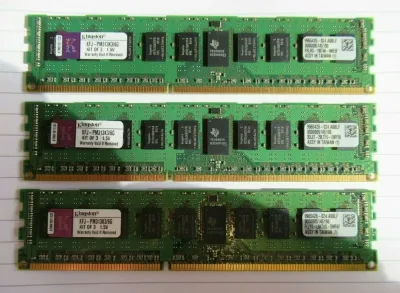 Kingston KTH-PL310QK3/12G 12GB Kit (3 X 4GB) DDR3-1066MHz PC3-8500 ECC Registered CL7 240-Pin DIMM 1.35V Low Voltage Quad Rank x8 Memory