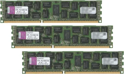 Kingston Technology KTH-PL313SK3/12G 12GB Kit (3 X 4GB) DDR3-1333MHz PC3-10600 ECC Registered CL9 240-Pin DIMM 1.35V Low Voltage Single Rank Memory