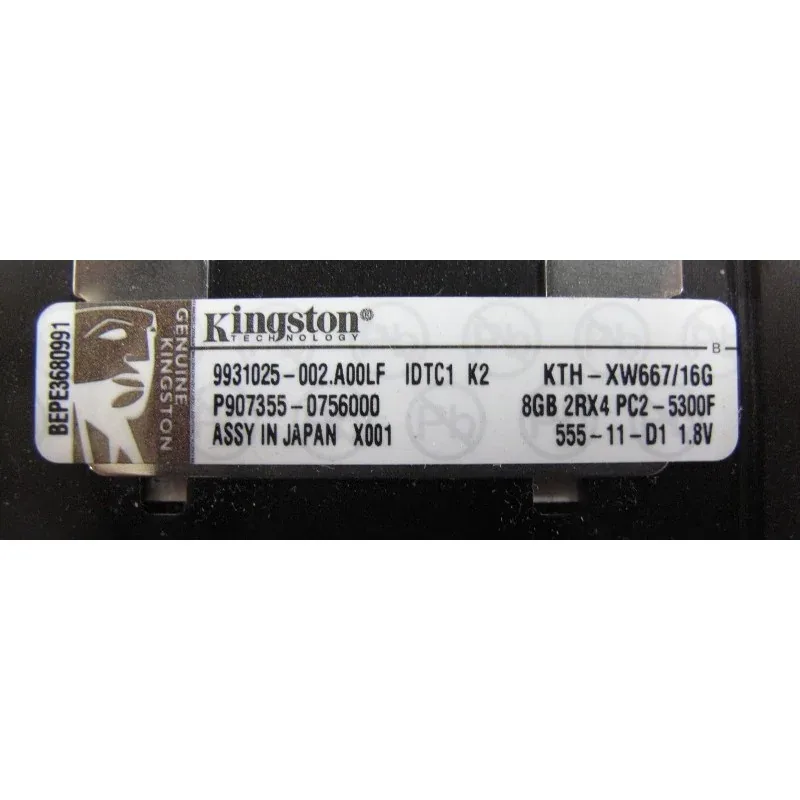 Kingston KTH-XW9400K2/16G-G 16GB Kit (2 X 8GB) DDR2-667MHz PC2-5300 ECC Registered CL5 240-Pin Parity DIMM Memory