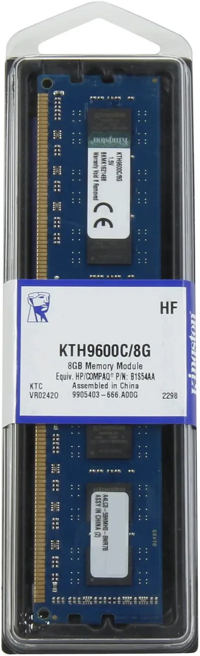 Kingston Technology KTH9600B/1G 1GB DDR3-1333MHz PC3-10600 non-ECC Unbuffered CL9 240-Pin DIMM 1.5V Memory Module
