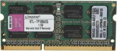 Kingston Technology KTL-TP1066/2G 2GB DDR3-1066MHz PC3-8500 non-ECC Unbuffered CL7 204-Pin SoDimm 1.35V Low Voltage Memory Module