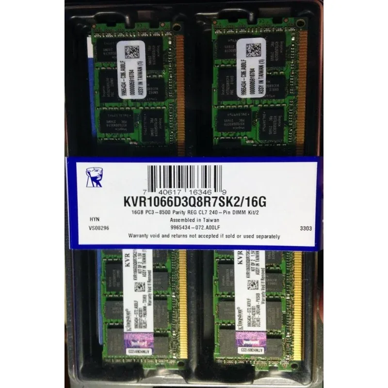 Kingston KTM-SX310Q/16G 16GB DDR3-1066MHz PC3-8500 ECC Registered CL7 240-Pin DIMM Quad Rank x4 Memory Module