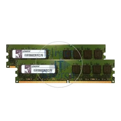 Kingston KVR1066D2N7K2/1G 1GB Kit (2 X 512MB) DDR2-1066MHz PC2-8500 non-ECC Unbuffered CL7 240-Pin DIMM Single Rank Memory