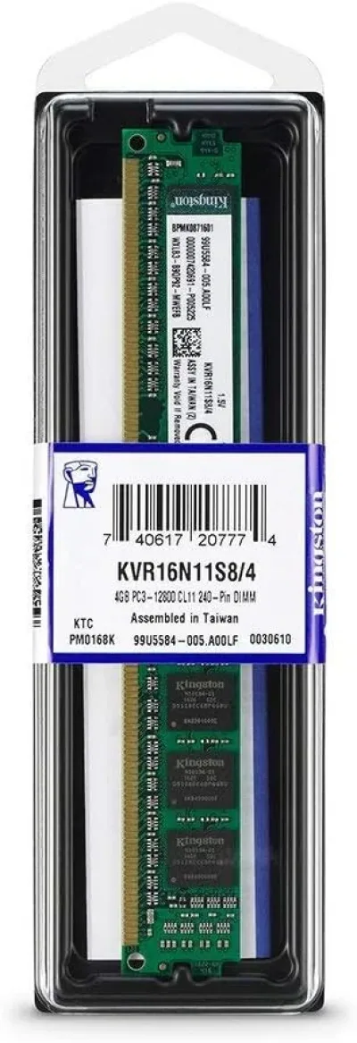 Kingston KVR16S11/4 4GB DDR3-1600MHz PC3-12800 non-ECC Unbuffered CL11 204-Pin SoDIMM Dual Rank Memory Module