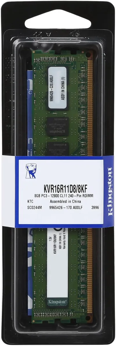 Kingston KVR18E13/8KF 8GB DDR3-1866MHz PC3-14900 ECC Unbuffered CL13 240-Pin DIMM Memory Module
