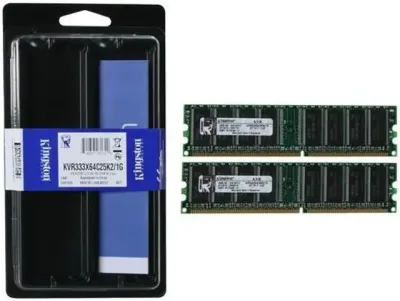 Kingston Technology KVR333X64C25K2/2G 2GB Kit (2 X 1GB) DDR-333MHz PC2700 non-ECC Unbuffered CL2 184-Pin DIMM 2.5V Memory