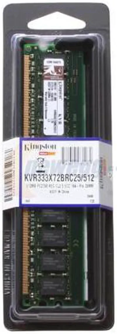 Kingston KVR333X72BRC25/512 512MB DDR-333MHz PC2700 ECC Registered CL2.5 184-Pin DIMM Single Rank x4 Memory Module