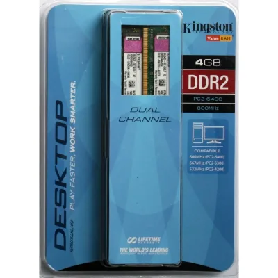 Kingston KVR400D2N3K2/2G 2GB Kit (2 X 1GB) DDR2-400MHz PC2-3200 non-ECC Unbuffered CL3 240-Pin DIMM Memory