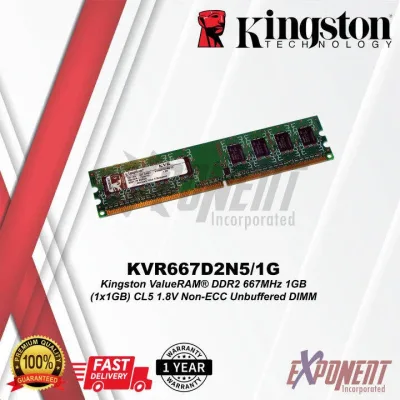 Kingston KVR667D2E5K2/2G 2GB Kit (2 X 1GB) DDR2-667MHz PC2-5300 ECC Unbuffered CL5 240-Pin DIMM Dual Rank Memory