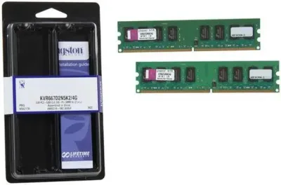 Kingston Technology KVR667D2N5K2/8G 8GB Kit (2 X 4GB) DDR2-667MHz PC2-5300 non-ECC Unbuffered CL5 240-Pin DIMM 1.8V Memory