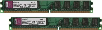 Kingston Technology KVR800D2N5K2/2G 2GB Kit (2 X 1GB) DDR2-800MHz PC2-6400 non-ECC Unbuffered CL6 240-Pin DIMM 1.8V Memory