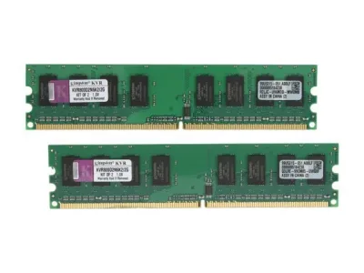 Kingston Technology KVR800D2N6K2/2G 2GB Kit (2 X 1GB) DDR2-800MHz PC2-6400 non-ECC Unbuffered CL6 240-Pin DIMM 1.8V Memory