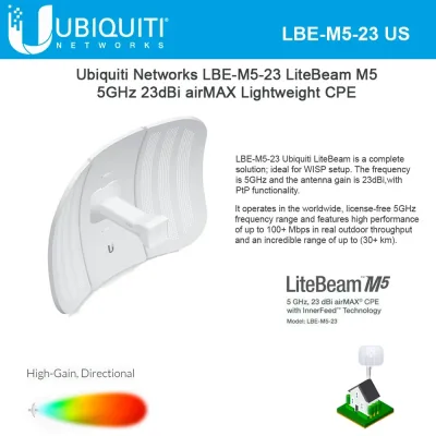 LBE-M5-23-US - Ubiquiti airMAX LiteBeamM 5 GHz, 23 dBi Bridge