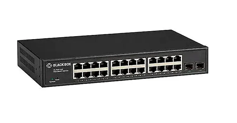Black LGB2126A Black Box LGB2126A LGB2000 Series 24 x Ports 1GBase-T + 2 x Ports SFP (mini-GBIC) Layer 2 1U Rack-Mountable Gigabit Ethernet Network Switch