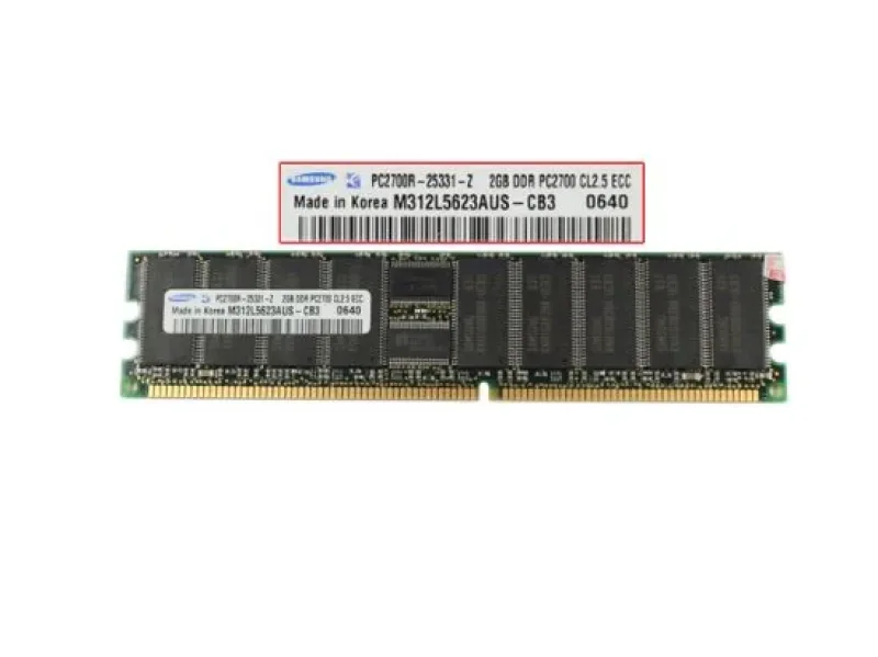 M312L5623MTS-CB3 - Samsung 2GB DDR-333MHz PC2700 ECC Registered CL2.5 184-Pin DIMM Dual Rank Memory Module