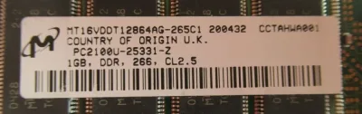M368L3223FTN-CB0 - Samsung 256MB DDR-266MHz PC2100 non-ECC Unbuffered CL2.5 184-Pin DIMM 2.5V Memory Module