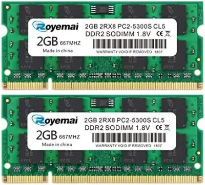M470T5267AZ3-CE600 - Samsung 4GB DDR2-667MHz PC2-5300 non-ECC Unbuffered CL5 200-Pin SoDimm Dual Rank Memory Module