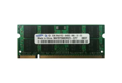 M470T5663RZ3-CF7 - Samsung 2GB DDR2-800MHz PC2-6400 non-ECC Unbuffered CL6 200-Pin SoDimm Dual Rank Memory Module