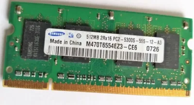 M470T6554EZ3-CE6 - Samsung 512MB PC2-5300 DDR2-667 non-ECC Unbuffered CL5 SoDimm Dual Rank Memory Module