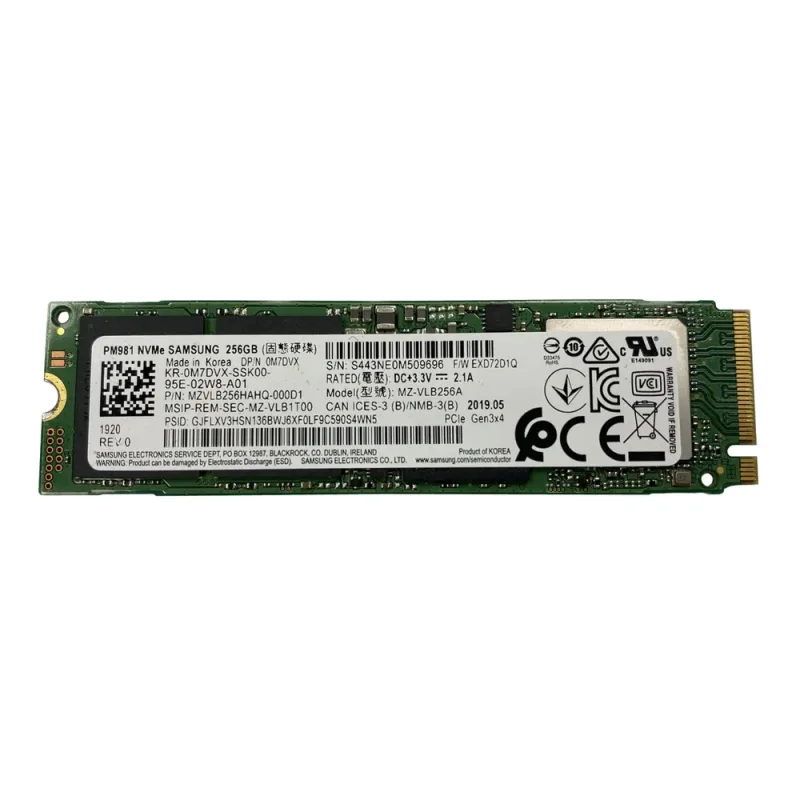Dell M7DVX Dell 0M7DVX / M7DVX 256GB Triple-Level Cell PCI Express 3.0 x4 NvMe M.2 2280 Solid State Drive. In Stock