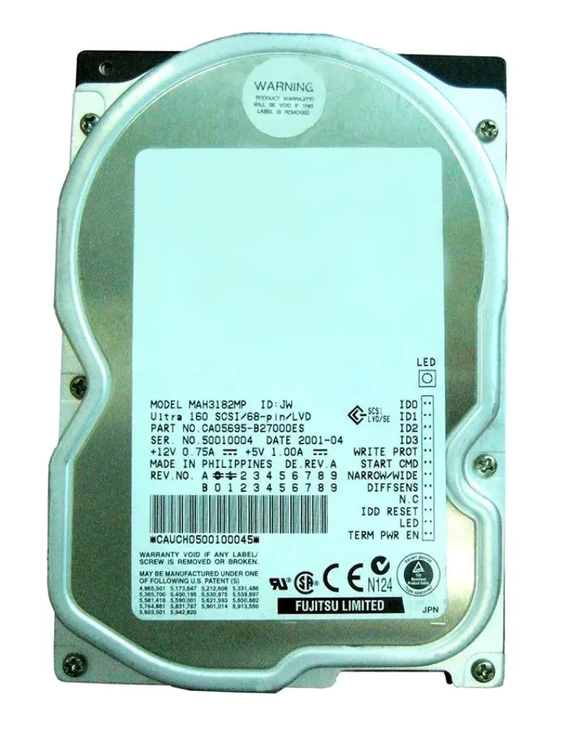 MAH3182MP - Fujitsu 18GB 7200RPM Ultra 160 SCSI 3.5-inch Hard Drive
