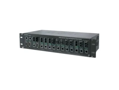 MC-1500R - Planet Industrial (AC Power) 19 2.4U 15-Slot Media Converter Chassis with Optional Redundant Power Supply