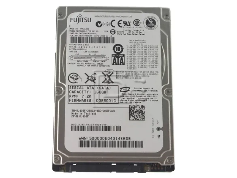 MHA2160BH - Fujitsu Mobile 160GB 5400RPM SATA 1.5GB/s 8MB Cache 2.5-inch Hard Drive