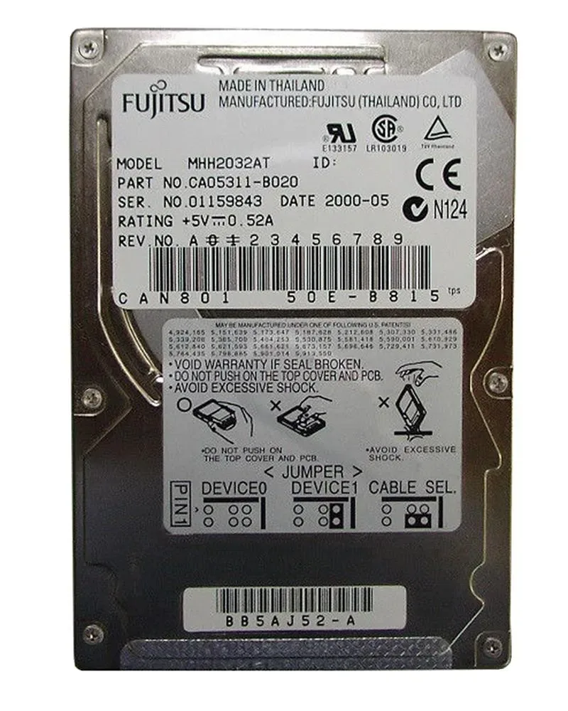 MHH2032AT - Fujitsu Mobile 3.2GB 4200RPM ATA-33 512KB Cache 2.5-inch Internal Hard Disk Drive