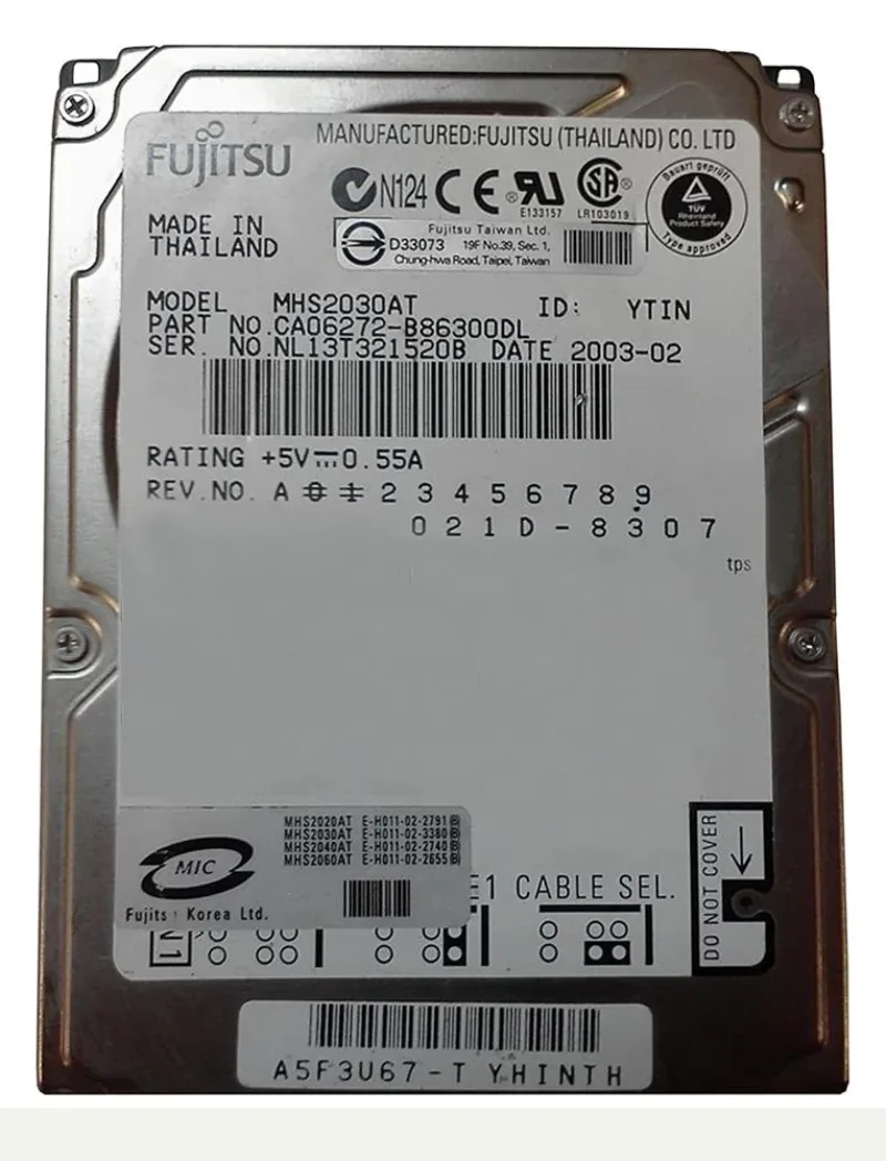 MHS2030AT - Fujitsu Mobile 30GB 4200RPM ATA-100 2MB Cache 2.5-inch Internal Hard Disk Drive