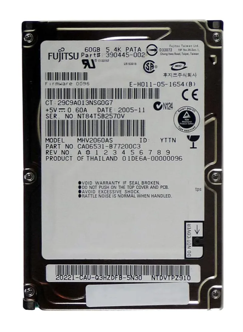 MHV2060AS - Fujitsu Mobile 60GB 5400RPM ATA-100 8MB Cache 2.5-inch Hard Drive
