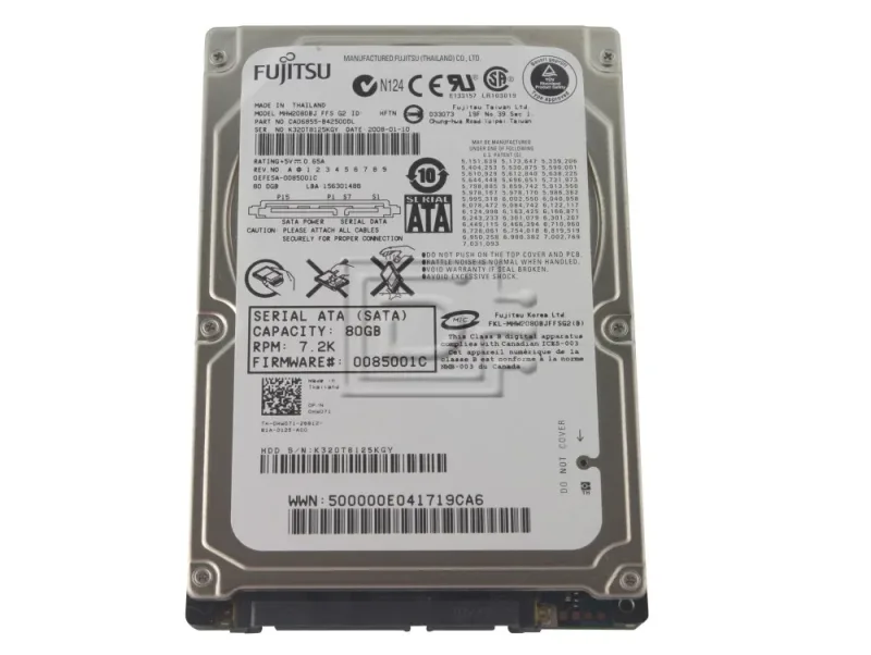 MHZ2080DH - Fujitsu Mobile 80GB 5400RPM SATA 1.5GB/s 8MB Cache 2.5-inch Hard Drive