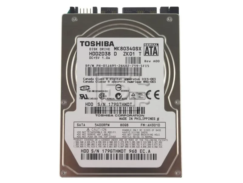 MK1034GSX - Toshiba 100GB 5400RPM SATA 1.5GB/s 8MB Cache 2.5-inch Hard Disk Drive