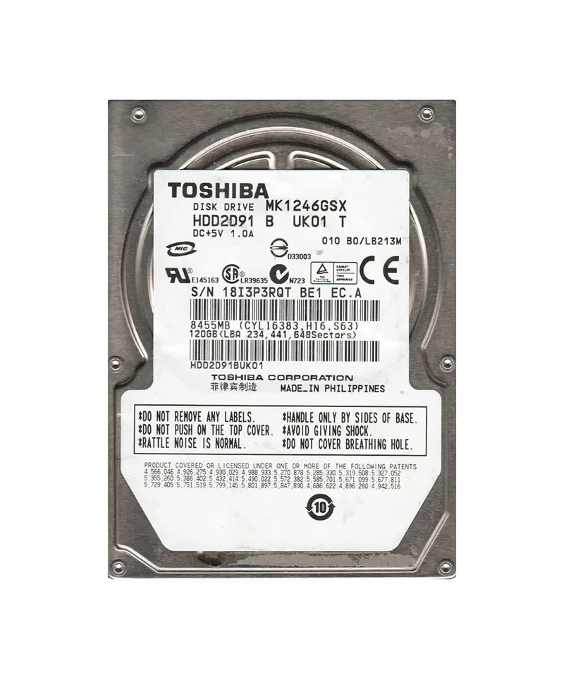 MK1229GSG - Toshiba MK1229GSG 120 GB 1.8 Internal Hard Drive - SATA/300 - 5400 rpm - 8 MB Buffer - Hot Swappable