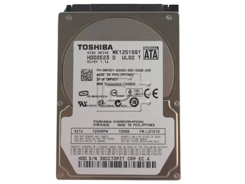 MK1254GSYF - Toshiba 120GB 7200RPM SATA 3GB/s 16MB Cache 2.5-inch Hard Disk Drive