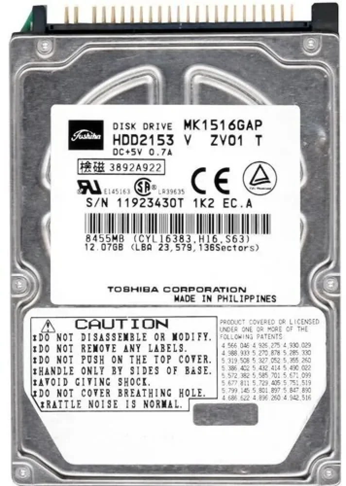 MK1516GAP15 - Toshiba 15GB 4200RPM ATA-66 1MB Cache 2.5-inch Hard Disk Drive