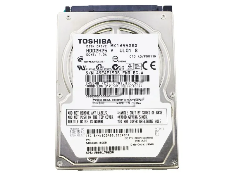 MK1655GSK - Toshiba 160GB 5400RPM SATA 3GB/s 8MB Cache 2.5-inch Hard Disk Drive