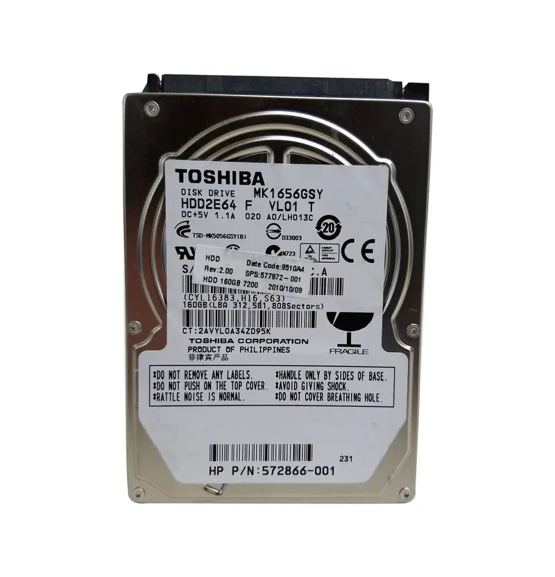 MK1656GS - Toshiba 160GB 7200RPM SATA 3Gb/s 2.5-inch Hard Drive