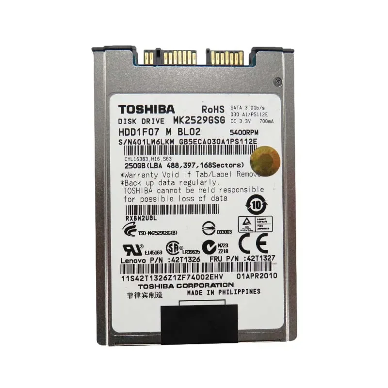 MK2529GSGF - Toshiba 250GB 5400RPM SATA 3Gb/s Hard Drive