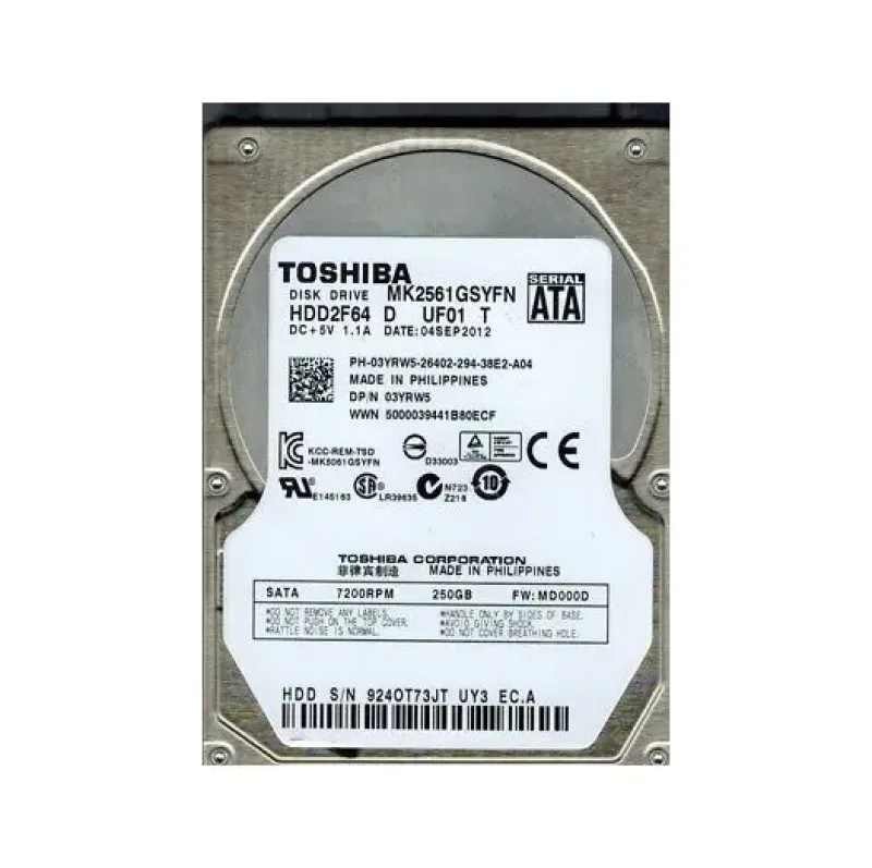 MK2561GSYFN - Toshiba 250GB 7200RPM SATA 3.0Gb/s 2.5-inch Laptop Hard Drive for Latitude D630