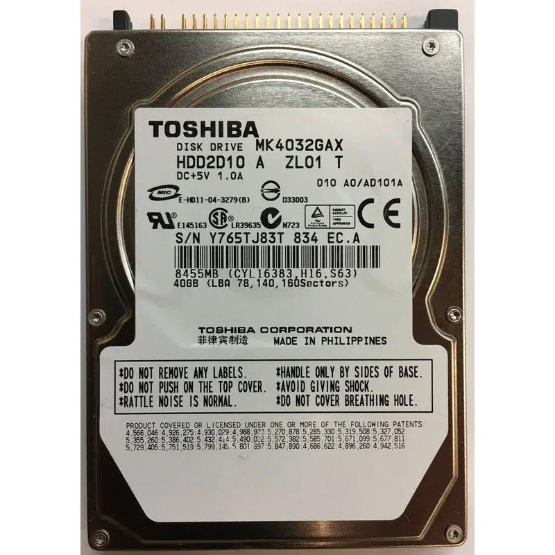 MK4032GSX - Toshiba 40GB 5400RPM SATA 1.5GB/s 8MB Cache 2.5-inch Hard Disk Drive