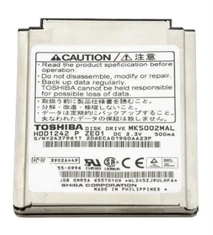 MK5002MAL - Toshiba 5GB 4200RPM ATA-66 1MB Cache 1.8-inch Hard Disk Drive