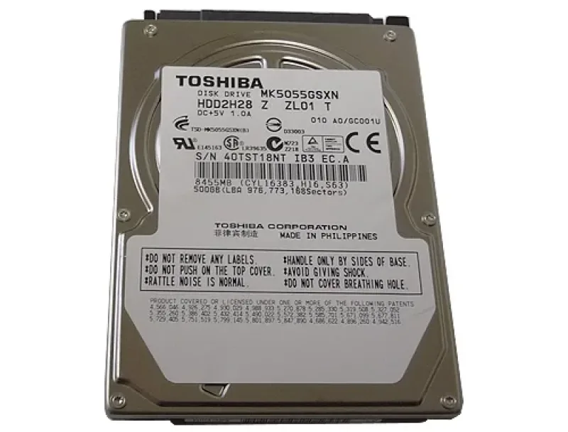 MK5065GSXW - Toshiba 500GB 5400RPM SATA 3GB/s 8MB Cache 2.5-inch Hard Disk Drive