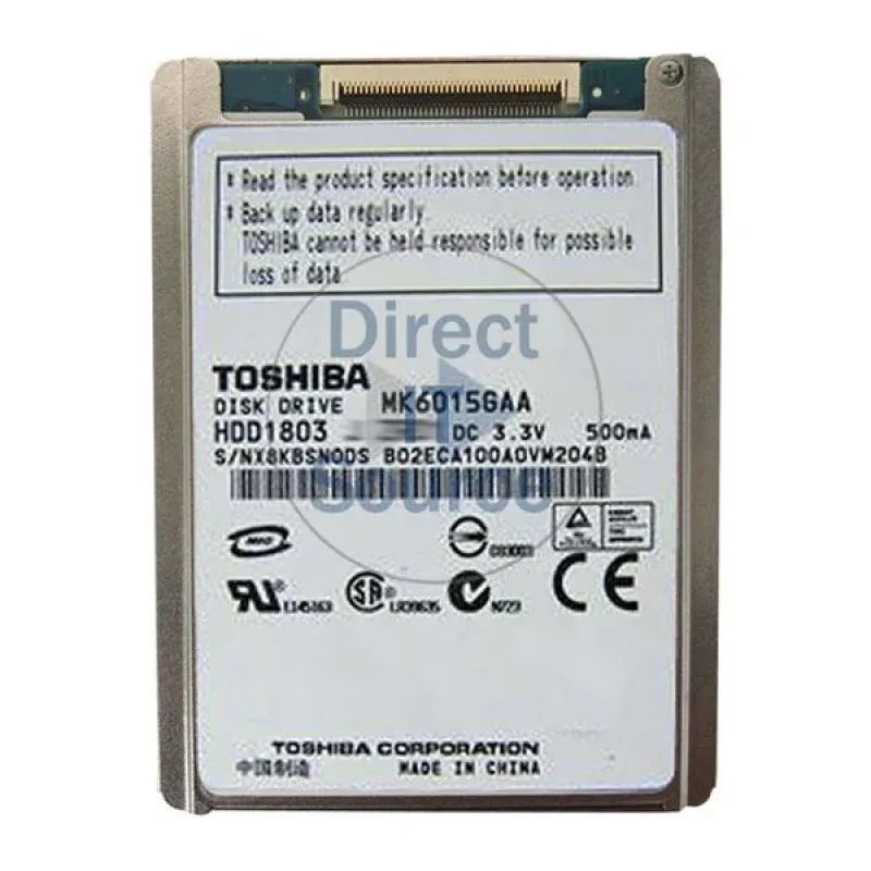 MK6015GAA - Toshiba Embedded 60GB 3600RPM ATA-66 CE 160KB Cache 1.8-inch Hard Disk Drive
