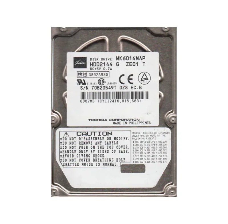 MK6015MAP - Toshiba 6GB 4200RPM ATA-66 256KB Cache 2.5-inch Hard Disk Drive