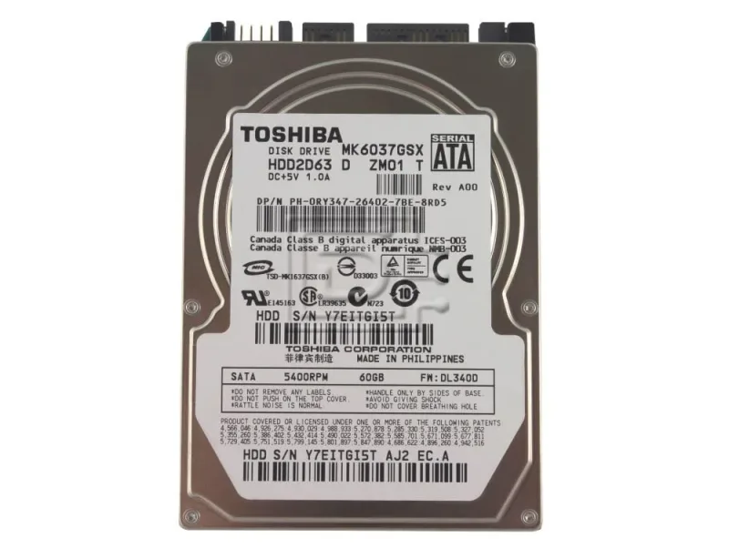 MK6037GSX - Toshiba 60GB 5400RPM ATA-100 8MB Cache 2.5-inch Hard Disk Drive