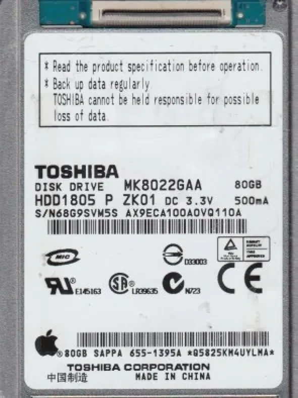 MK8022GAA - Toshiba 80GB 3600RPM ATA-66 160KB Cache 1.8-inch Hard Disk Drive