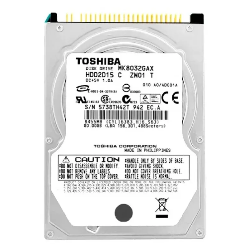 MK8032GAS - Toshiba 80GB 5400RPM IDE Ultra ATA-100 9.5mm 2.5-Inch Notebook Hard Disk Drive
