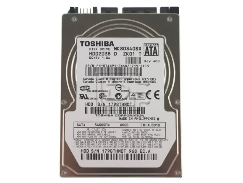 MK8054GSYF - Toshiba 80GB 7200RPM SATA 3GB/s 16MB Cache 2.5-inch Hard Disk Drive